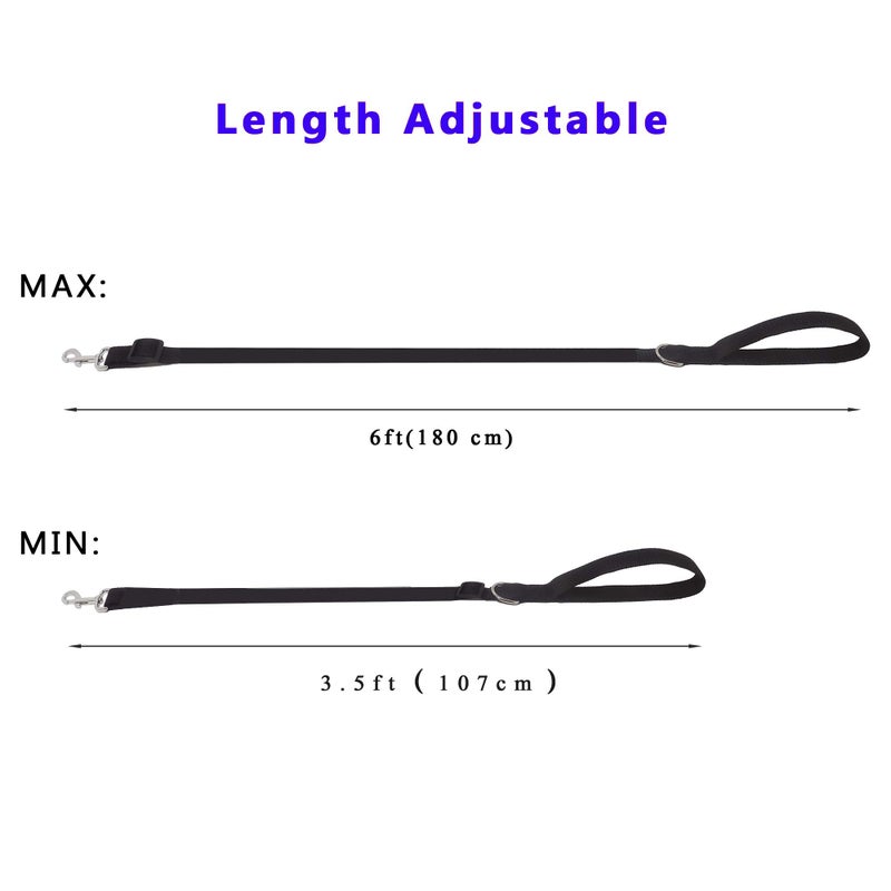 MANDAO 6FT Adjustable Dog Leash, Nylon Dog Leashes for Medium Large Dogs (Black) - Image 4